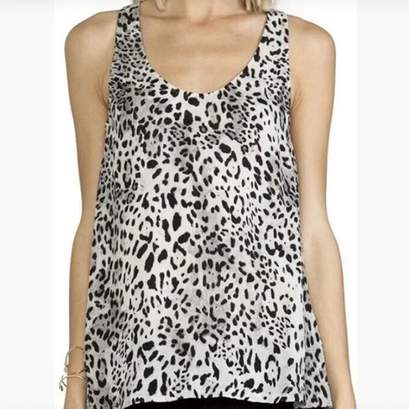 Joie Leopard Print Gray Silk Racerback Tank Top - Picture 10 of 11